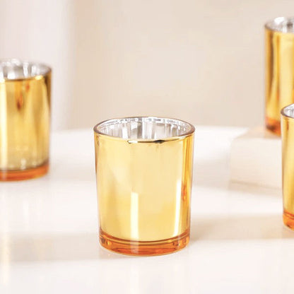 20 Pack Gold Votive Tealight Candle Holders Valentines Day Mercury  Wedding Decor Glass Candlestick Party Decorations Bridal Baby Shower Event