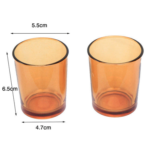 10 Pack Orange Glass Votive Tealight Candle Holders House Party Centerpiece Xmas Wedding Decor Glass Candlestick Party Decorations Bridal Baby Shower Event