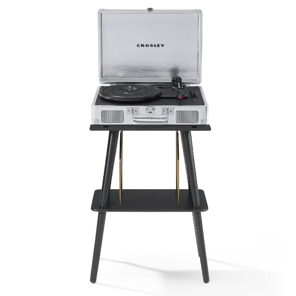 Crosley Cruiser Bluetooth Portable Turntable + Crosley Turntable Stand Bundle - Silver.