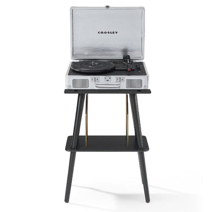 Crosley Cruiser Bluetooth Portable Turntable + Crosley Turntable Stand Bundle - Silver.