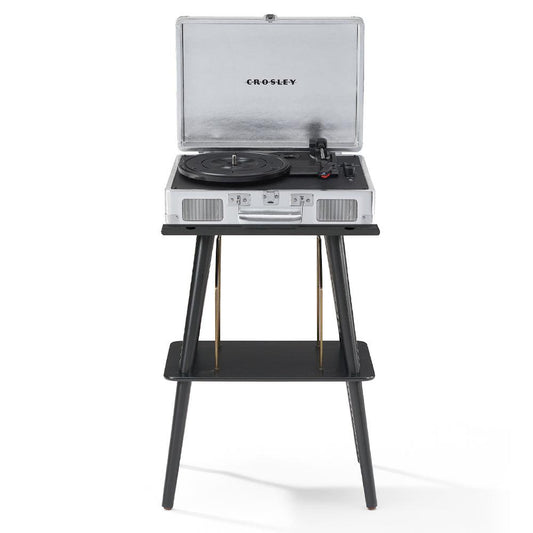 Crosley Cruiser Bluetooth Portable Turntable + Crosley Turntable Stand Bundle - Silver.
