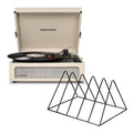 Crosley Voyager Bluetooth Portable Turntable - Dune + Gadhouse Vinyl Rack Bundle - Black.