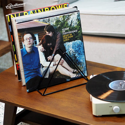 Crosley Voyager Bluetooth Portable Turntable - Dune + Gadhouse Vinyl Rack Bundle - Black.