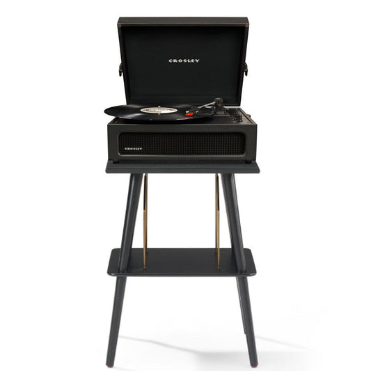 Crosley Voyager Bluetooth Portable Turntable + Crosley Turntable Stand Bundle - Black.