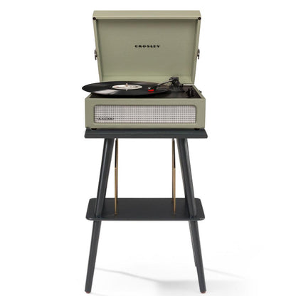 Crosley Voyager Bluetooth Portable Turntable + Crosley Turntable Stand Bundle - Sage.