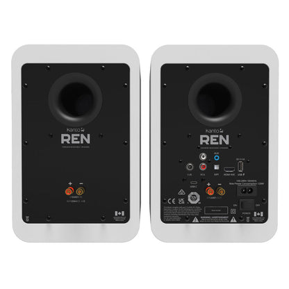 Kanto REN 200W Powered Bookshelf Speakers with HDMI ARC, USB-C, and Bluetooth 5.3 - Matte White, Pair.