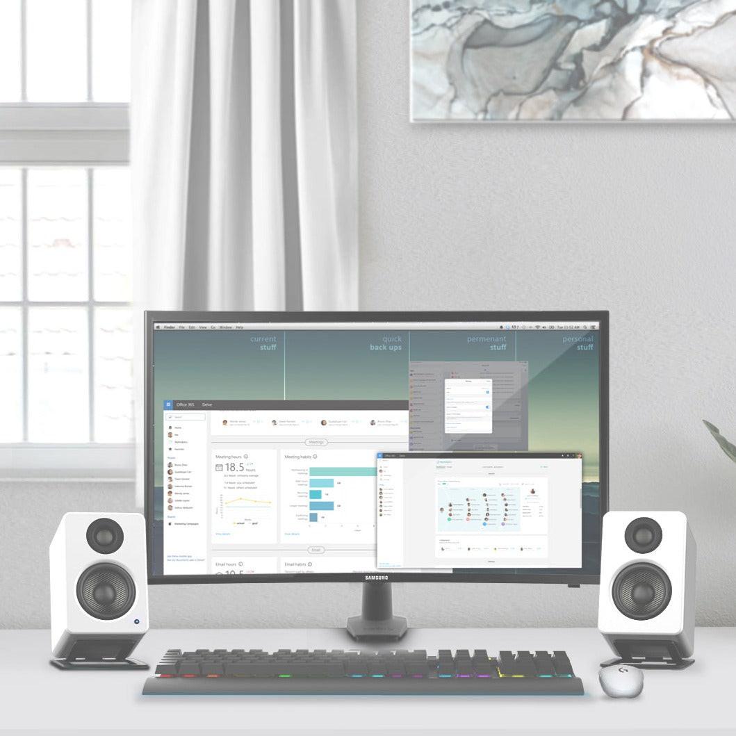 Kanto S2 Angled Desktop Speaker Stands for Small Speakers - Pair, Black.