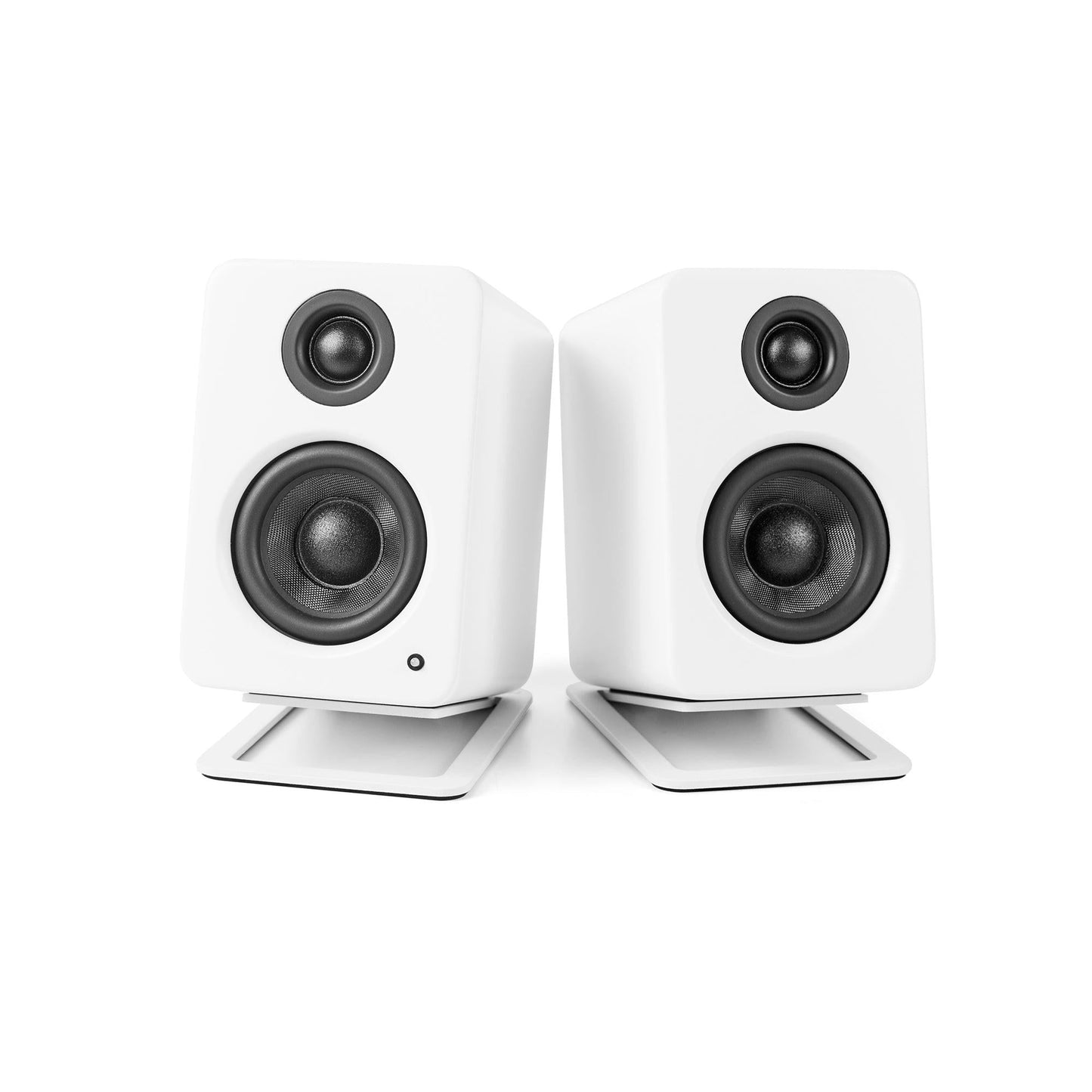 Kanto S2W Angled Desktop Speaker Stands for Small Speakers - Pair, White.