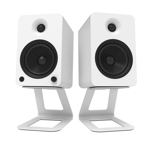 Kanto SE6W Elevated Desktop Speaker Stands for Large Speakers - Pair, White.