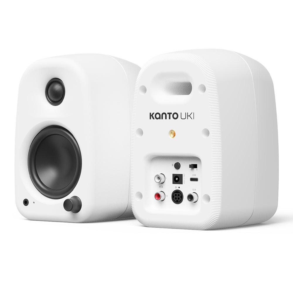 Kanto UKI 100W Desktop Speakers with Bluetooth, USB-C, Headphone out, Chalk (Matte White), Pair.