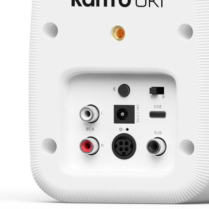 Kanto UKI 100W Desktop Speakers with Bluetooth, USB-C, Headphone out, Chalk (Matte White), Pair.