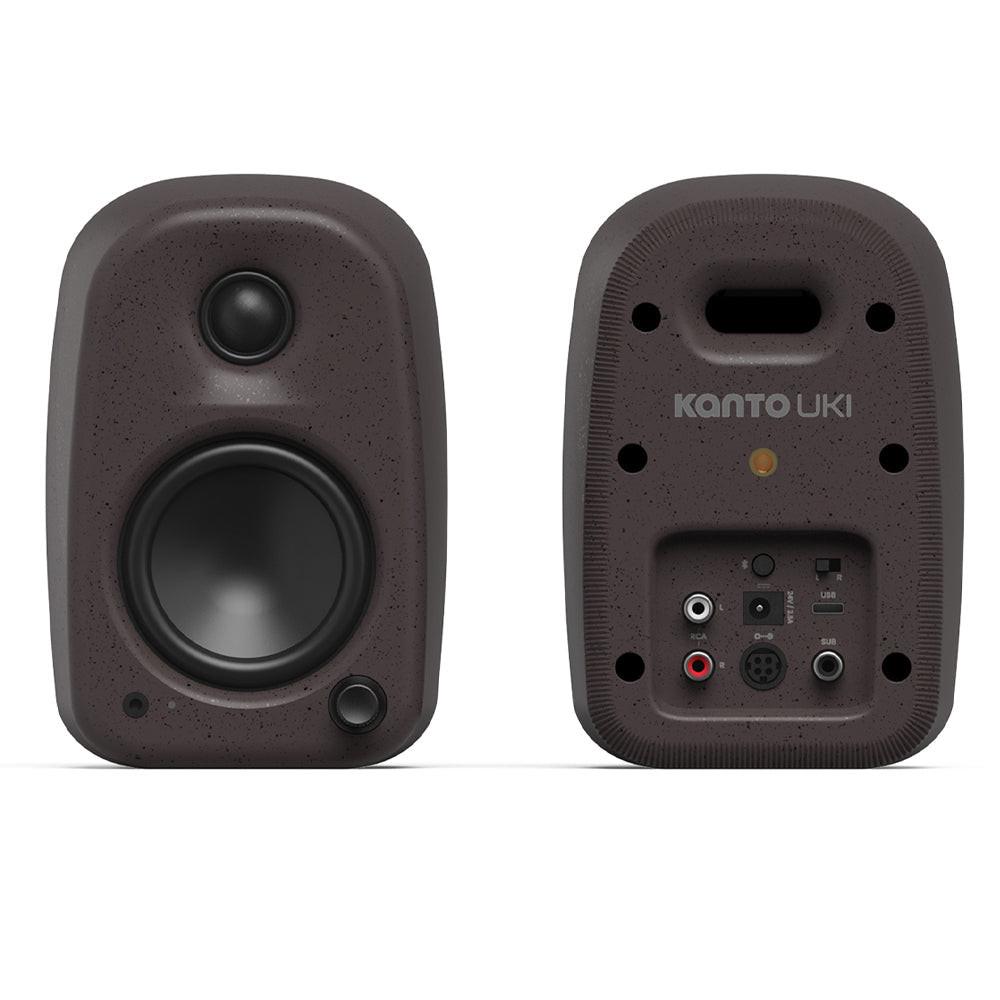Kanto UKI 100W Desktop Speakers with Bluetooth, USB-C, Headphone out, Pumice (Speckled Brown), Pair.
