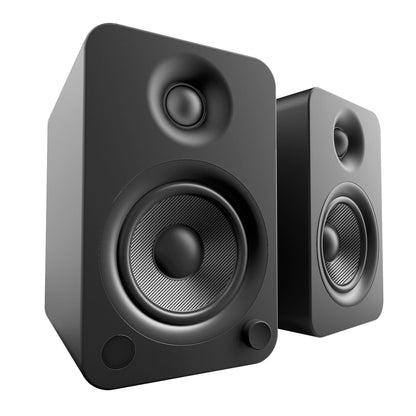 Kanto YU4 140W Powered Bookshelf Speakers with Bluetooth and Phono Preamp - Pair, Matte Black.