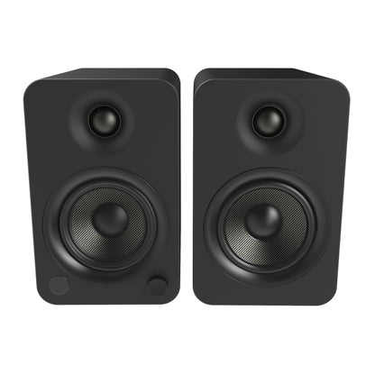 Kanto YU4 140W Powered Bookshelf Speakers with Bluetooth and Phono Preamp - Pair, Matte Black.