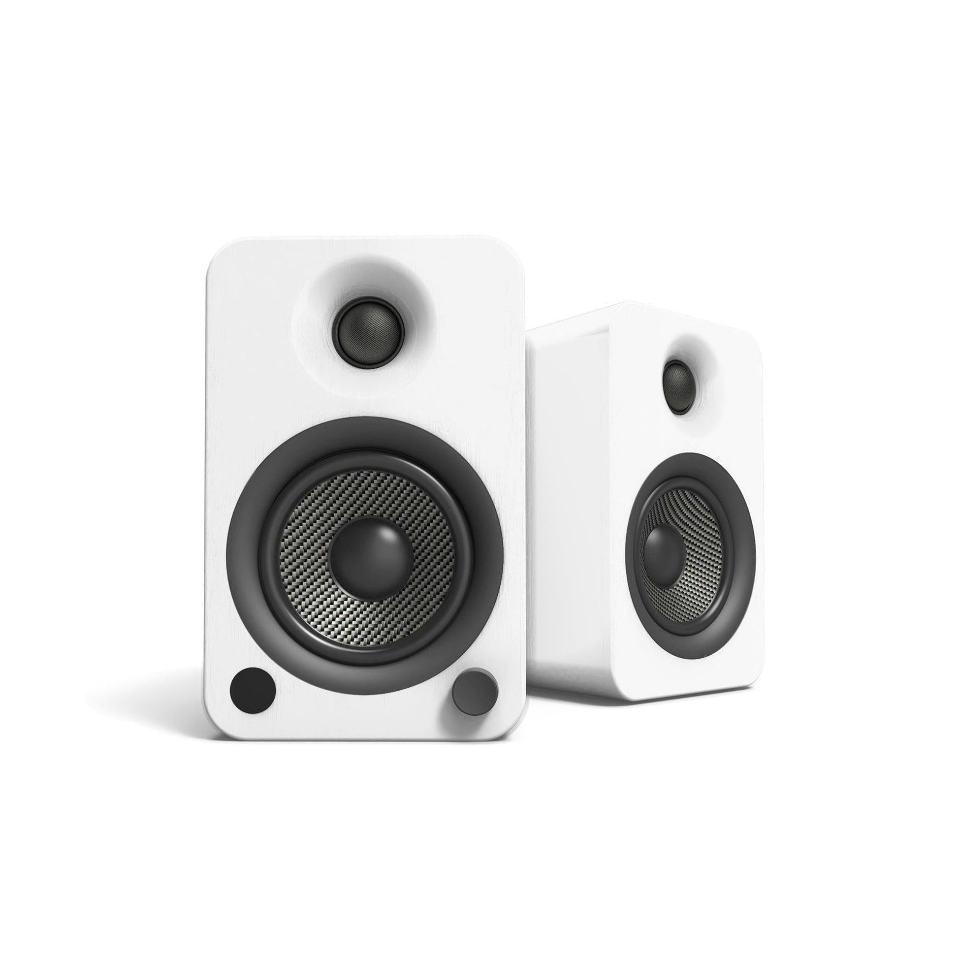 Kanto YU4 140W Powered Bookshelf Speakers with Bluetooth and Phono Preamp - Pair, Matte White.