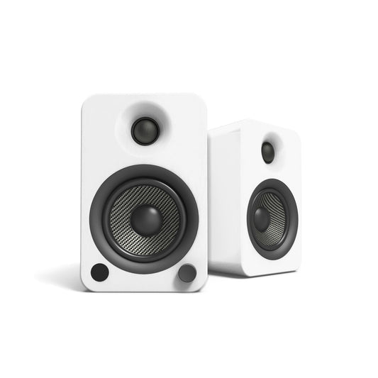 Kanto YU4 140W Powered Bookshelf Speakers with Bluetooth and Phono Preamp - Pair, Matte White.