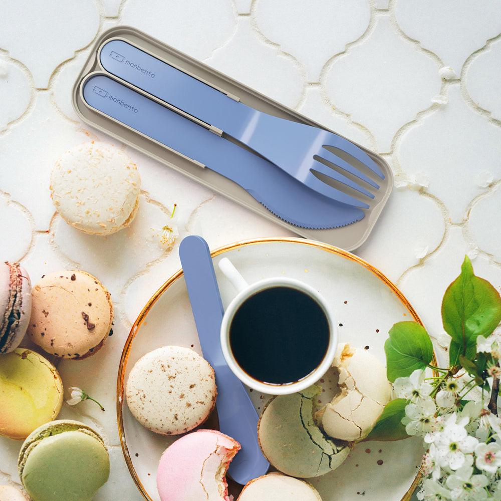 Monbento Mb Pocket Plastic Cutlery Set - Colour Blue Infinity.