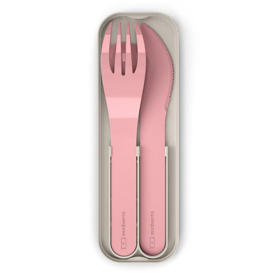 Monbento Mb Pocket Plastic Cutlery Set - Colour Pink Blush.