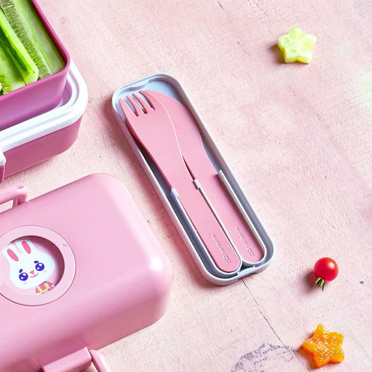 Monbento Mb Pocket Plastic Cutlery Set - Colour Pink Blush.