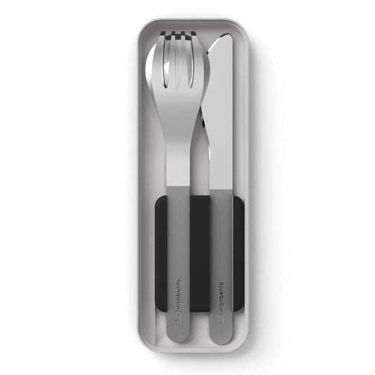 Monbento Mb Slim Box Stainless Steel Cutlery Set - Trio Knife - Black.