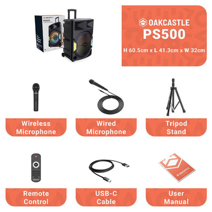 Majority PS500 - PA System 150w Bluetooth Karaoke-DJ-Party-PA System - Black.