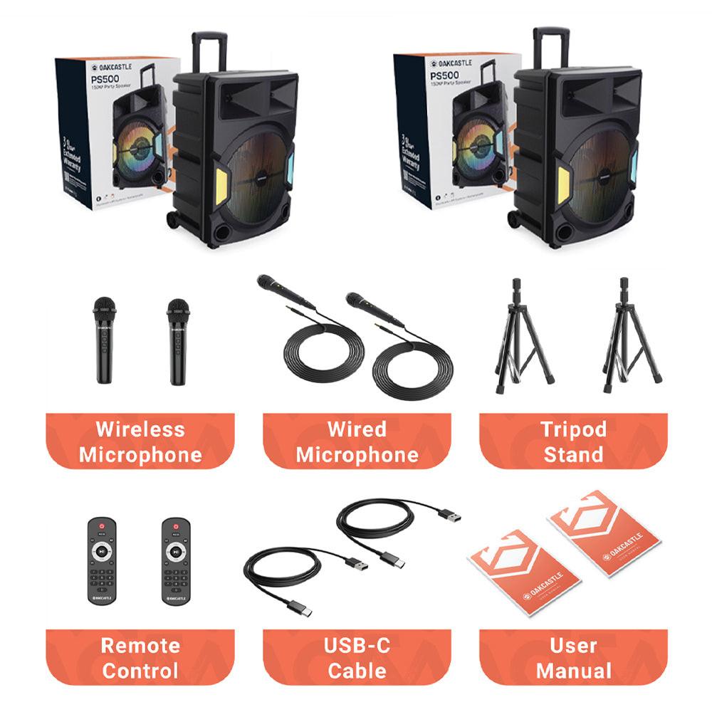 Majority PS500 - Bundled PA System 150w Bluetooth Karaoke-DJ-Party-PA System - Black.
