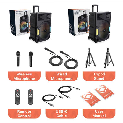 Majority PS500 - Bundled PA System 150w Bluetooth Karaoke-DJ-Party-PA System - Black.