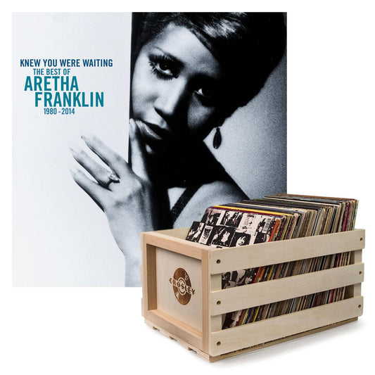 Crosley Record Storage Crate Aretha Franklin Knew You Were Waiting: the Best Of Aretha Franklin 1980-2014 Vinyl Album Bundle.