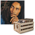 Crosley Record Storage Crate & Bob Marley  - Legend - Vinyl Album Bundle.