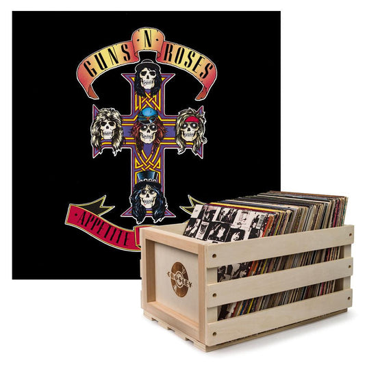 Crosley Record Storage Crate & Guns & Roses Appetite For Destruction - Vinyl Album Bundle.