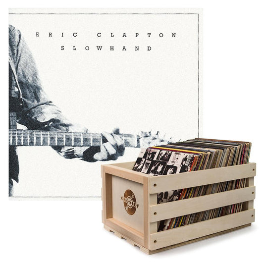 Crosley Record Storage Crate & Eric Clapton Slowhand 35th Anniversary - Vinyl Album Bundle.