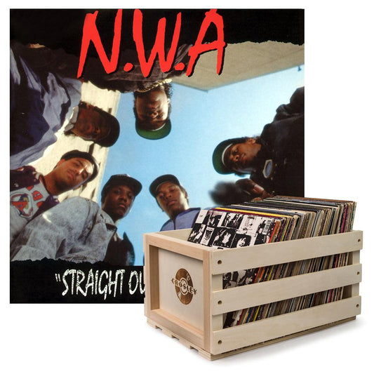 Crosley Record Storage Crate &  N.W.A. Straight Outta Compton - Vinyl Album Bundle.