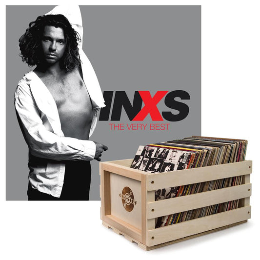 Crosley Record Storage Crate & Inxs The Very Best - Double Vinyl Album Bundle.