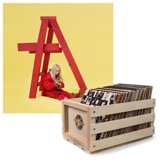 Crosley Record Storage Crate & Billie Eilish - Don'T Smile At Me - Vinyl Album Bundle.