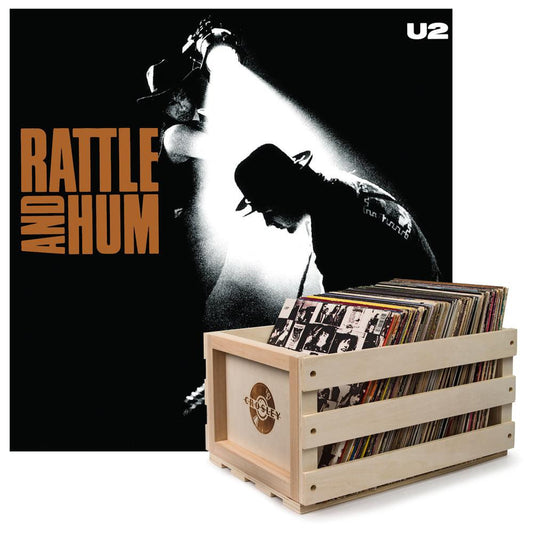 Crosley Record Storage Crate & U2 Rattle And Hum - Vinyl Album Bundle.