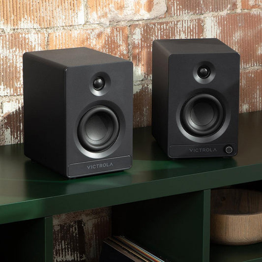 Victrola Tempo Bookshelf Speakers - Black.