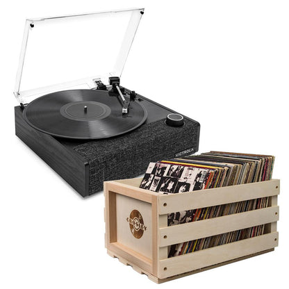 Victrola Eastwood II Turntable - Black + Bundled Record Storage Crate.