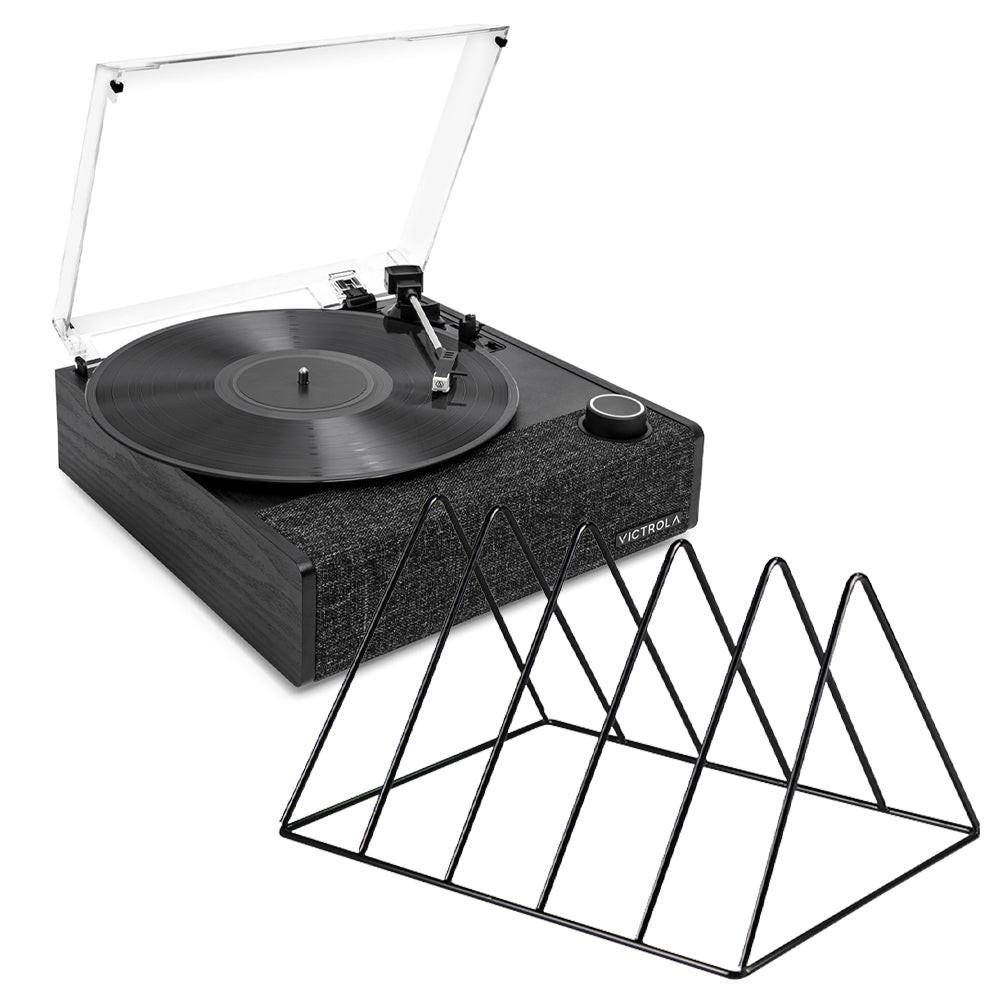 Victrola Eastwood II Turntable - Black + Gadhouse Vinyl Rack Bundle - Black.