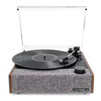 Victrola Eastwood II Turntable - Walnut + Turntable Stand Bundle - Black.