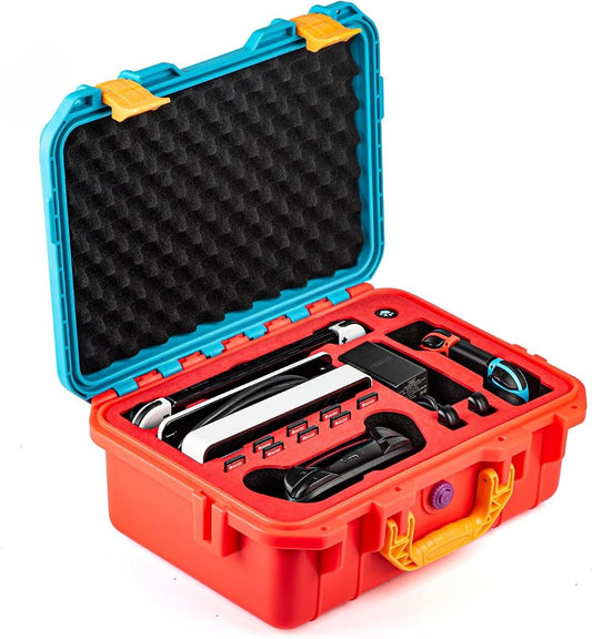 DEVASO Carrying Case for Nintendo Switch OLED Case, Professional Safe Hard-Red & Blue.