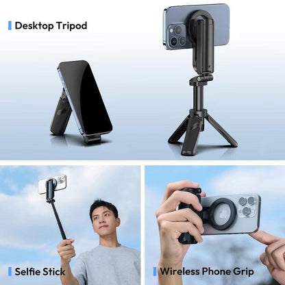 Ulanzi JJ03 Magnetic Phone Tripod Wireless Phone Grip Selfie Stick Desktop Tripod with Remote Control Photography Livestreaming.