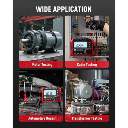 KAIWEETS Megohmmeter, Insulation Resistance Tester, Up to 100GΩ, 50V/100V/250V/500V/1000V, One-Touch DAR/PI, with AC/DC Voltage Testing for Motors, Solar, HVAC