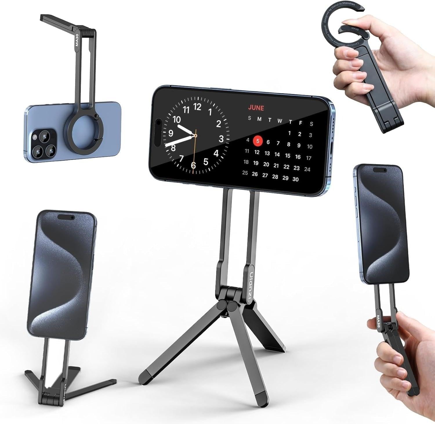 ULANZI MA30 Magnetic Phone Tripod Stand for iPhone - Aluminium Maglock Smartphone Mini Tripod Pocket Cell Phone Stand Dual-Sided Magnet Quick Mount Compatible with iPhone 16 15 14 13 12 Magsafe
(Grey).