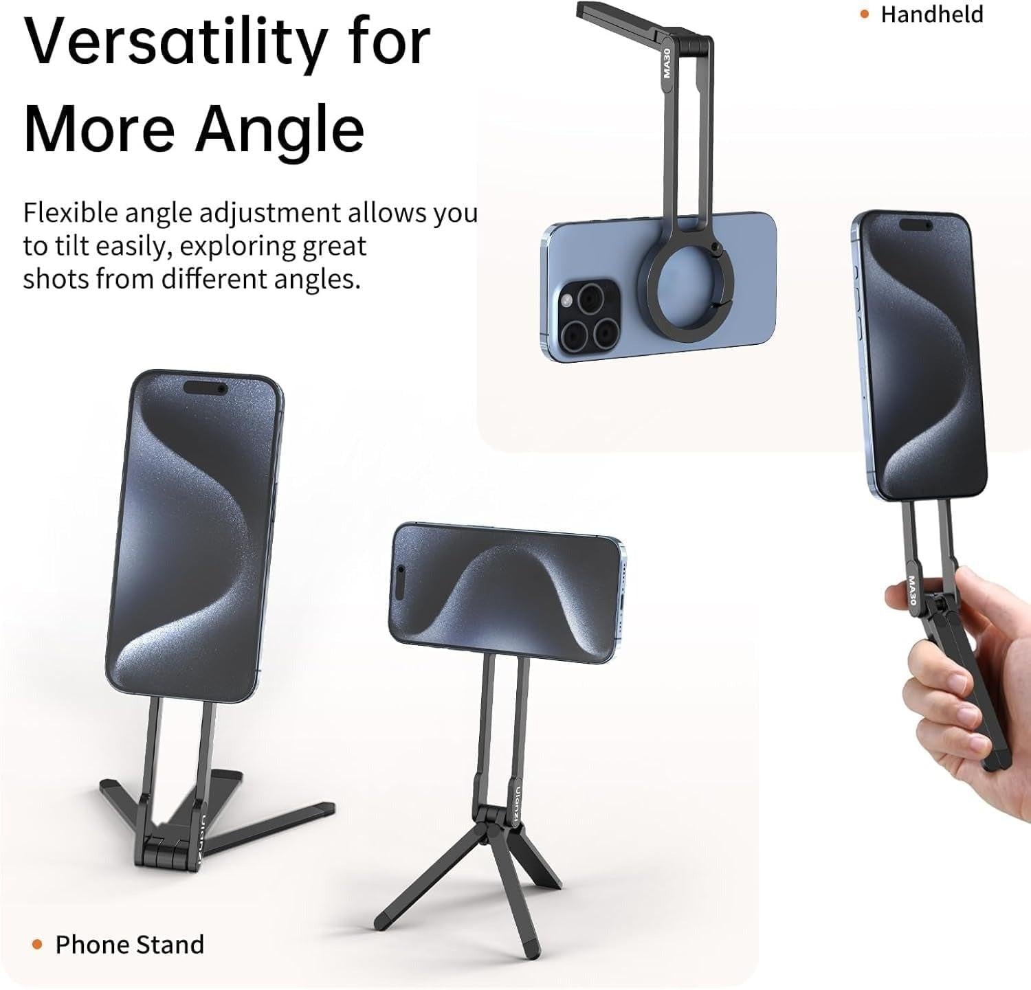 ULANZI MA30 Magnetic Phone Tripod Stand for iPhone - Aluminium Maglock Smartphone Mini Tripod Pocket Cell Phone Stand Dual-Sided Magnet Quick Mount Compatible with iPhone 16 15 14 13 12 Magsafe
(Purple).
