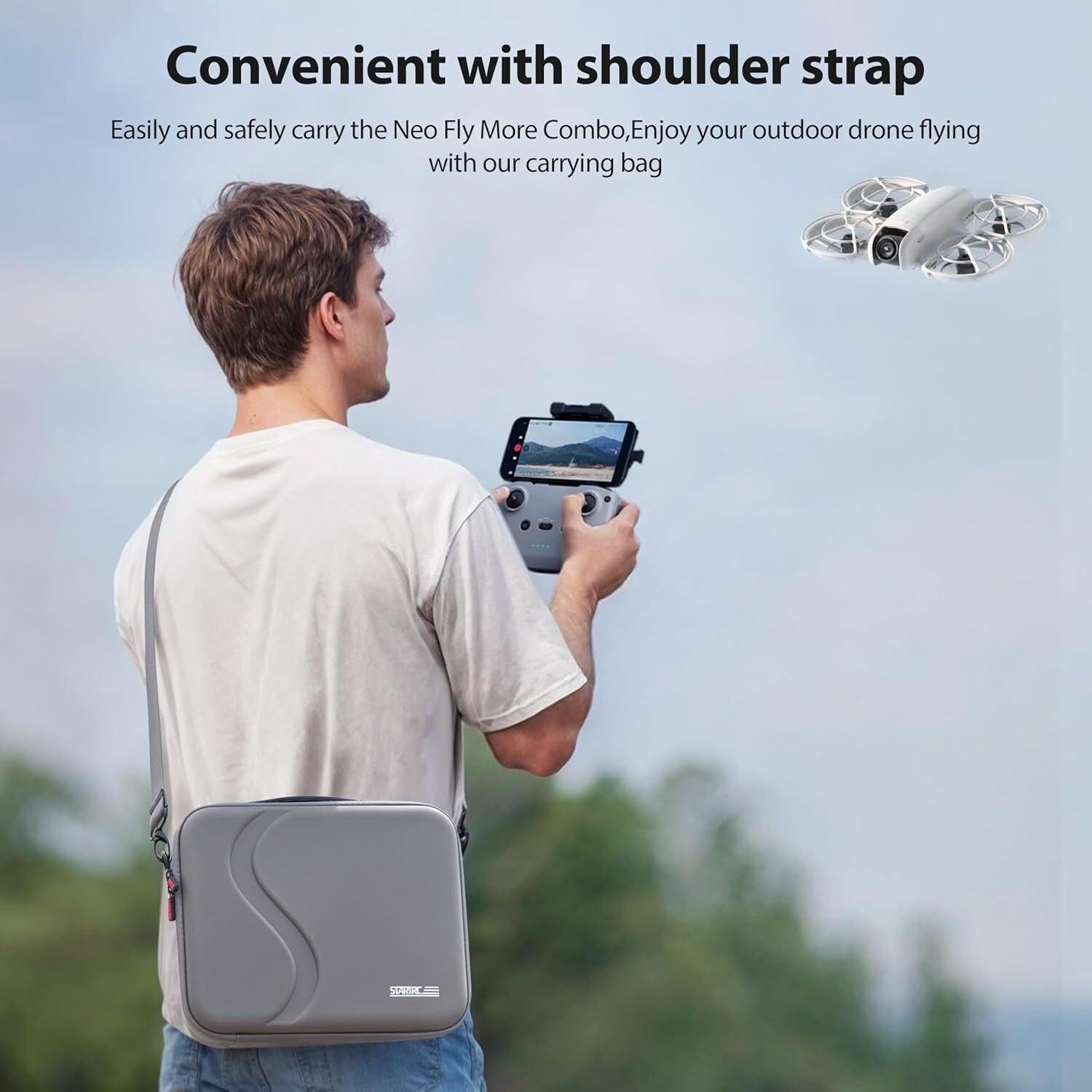 STARTRC Carrying Case for DJI Neo Portable PU Storage Protective Bag for DJI Neo Fly More Combo Accessories, Compatible with RC-N3 Remote Controller, Neo Intelligent Flight Battery, Charging Hub.