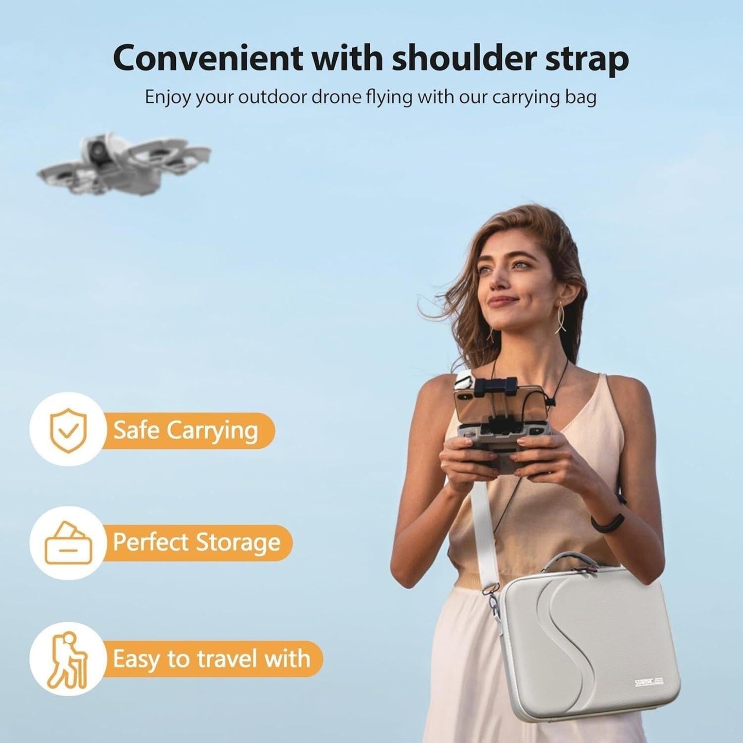 STARTRC Carrying Case for DJI Neo Portable PU Storage Protective Bag for DJI Neo Fly More Combo Accessories, Compatible with RC-N3 Remote Controller, Neo Intelligent Flight Battery, Charging Hub.