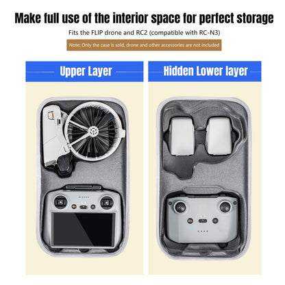 STARTRC Flip Drone Case for DJI Flip Fly More Combo,Portable PU Leather Shoulder Bag Can Organizes RC2/RC-N3 Remote, 7 Original Batteries, Charging Hub, 65W Charger, Flip Drone and Other Accessories.