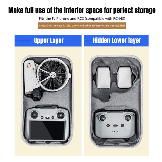 STARTRC Flip Drone Case for DJI Flip Fly More Combo,Portable PU Leather Shoulder Bag Can Organizes RC2/RC-N3 Remote, 7 Original Batteries, Charging Hub, 65W Charger, Flip Drone and Other Accessories.