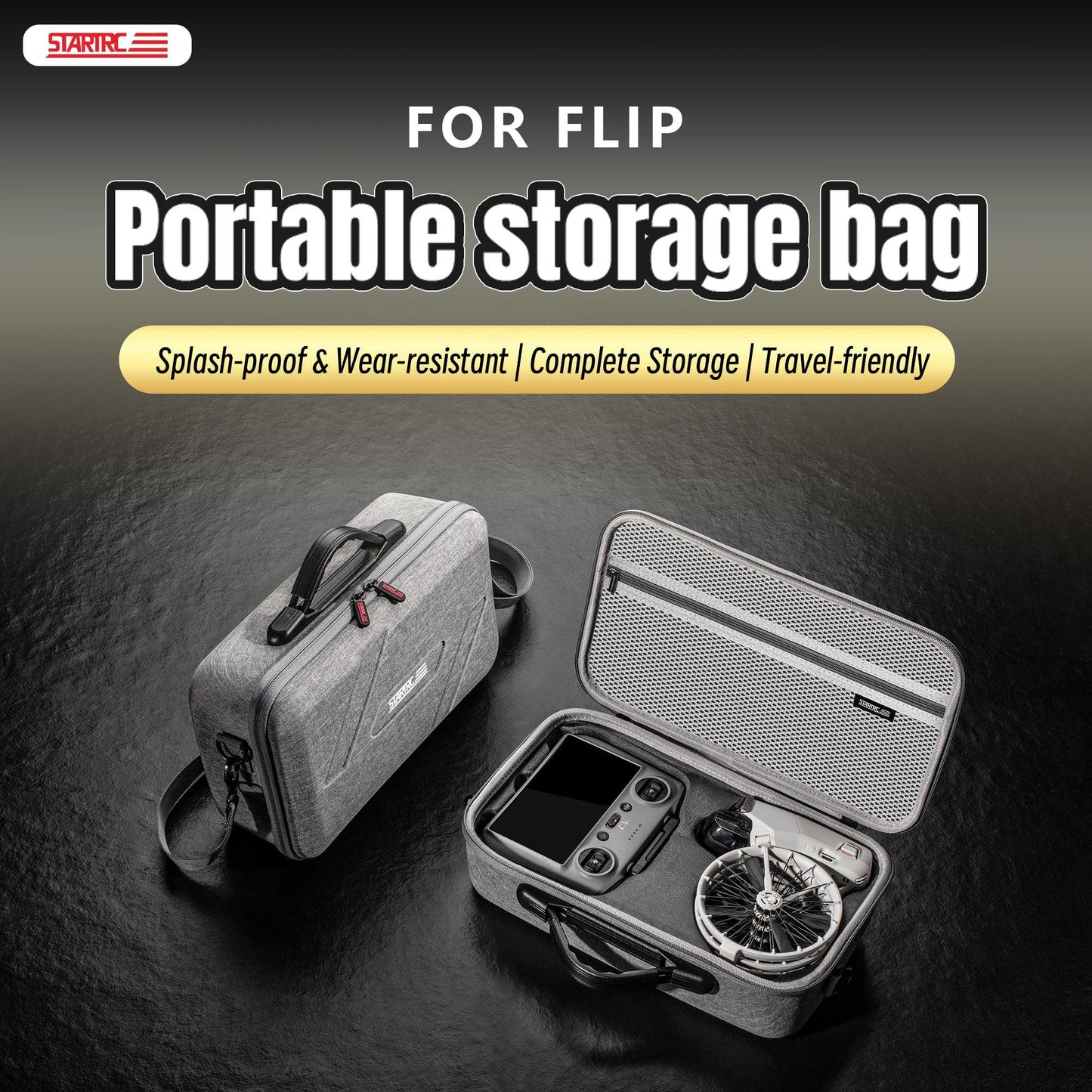 STARTRC Flip Drone Case for DJI Flip Fly More Combo,Portable PU Leather Shoulder Bag Can Organizes RC2/RC-N3 Remote, 7 Original Batteries, Charging Hub, 65W Charger, Flip Drone and Other Accessories.