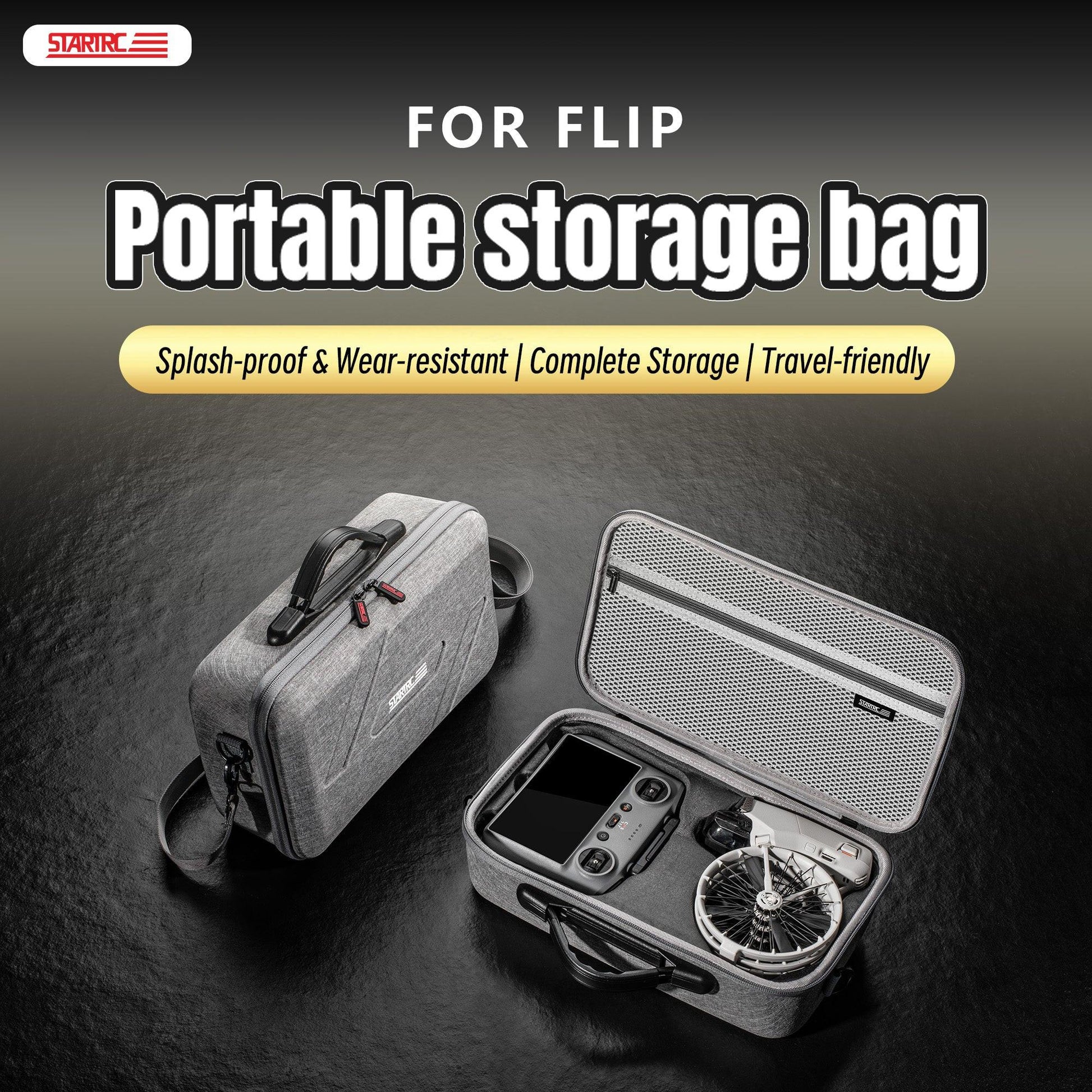 STARTRC Flip Drone Case for DJI Flip Fly More Combo,Portable PU Leather Shoulder Bag Can Organizes RC2/RC-N3 Remote, 7 Original Batteries, Charging Hub, 65W Charger, Flip Drone and Other Accessories.